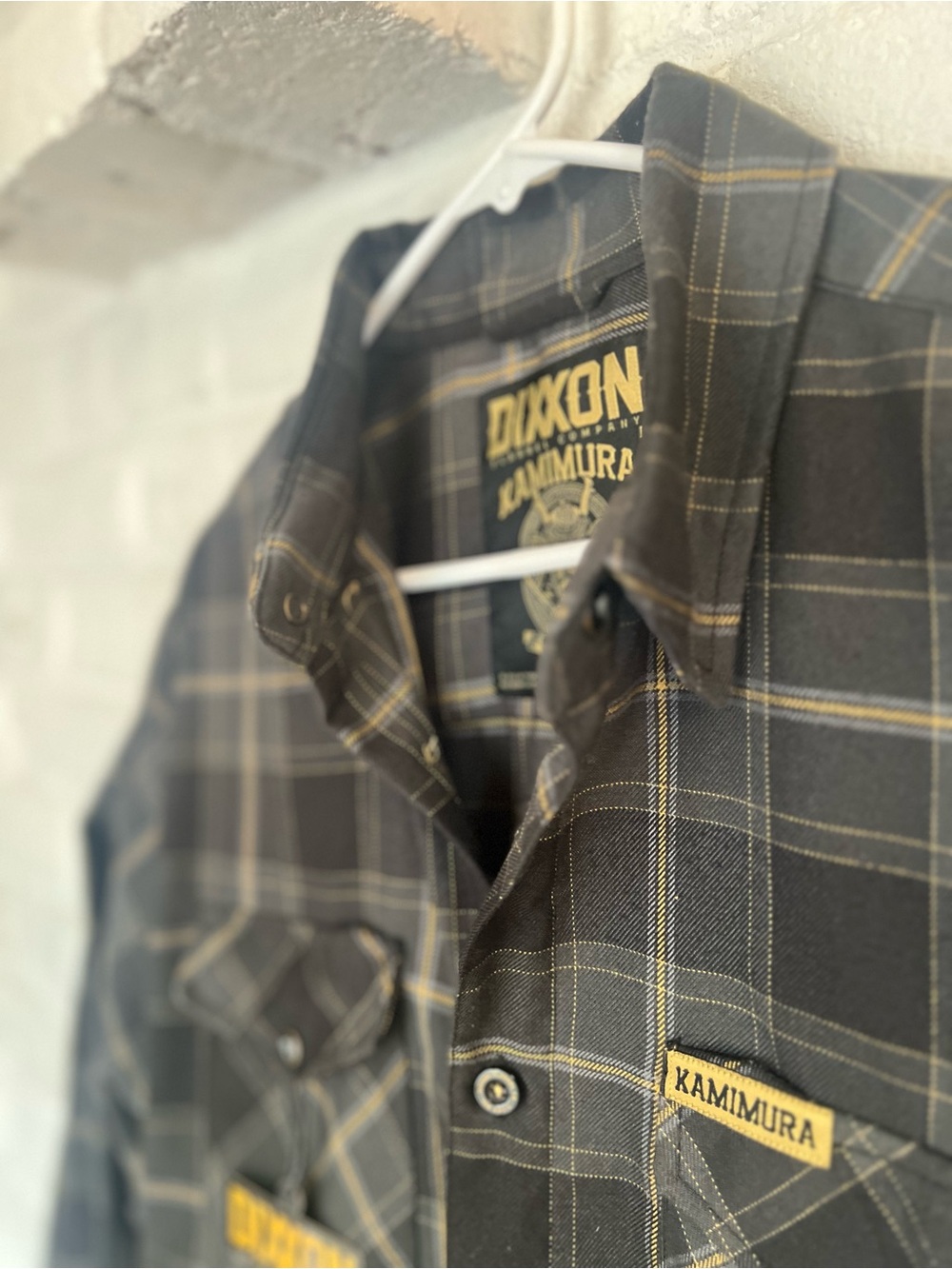 DIXXON “Kamimura” Black Plaid Shirt Jacket with Yellow Windowpane